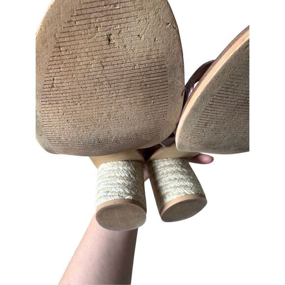 FRYE Adjustable Ankle Strap Heeled Sandals Leiah Brown Peach 9 Open Toe Leather - Picture 10 of 13